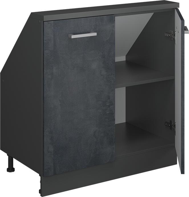 Produktbild Vichy Dachschrägenschrank Rion, Schwarz Beton/Anthrazit/Anthrazit, mit 2 Türen (46 x 46 x 81.60 cm)