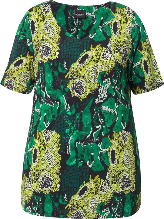Immagine prodotto Ulla Popken Maglia in tessuto fluente con design pitonato, scollo a cuore e mezze maniche (50, 52)