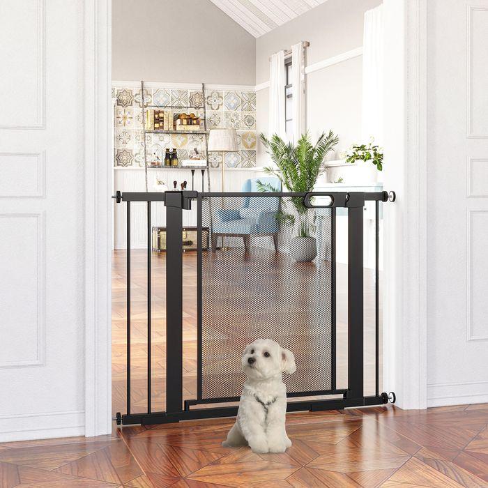 Image du produit Swisshandel24 Porte d'escalier pour animaux Porte pour chiens, réglable de 75 cm à 103 cm, noir (75 cm)