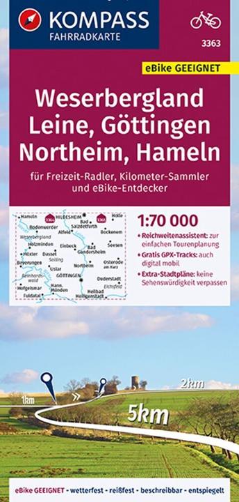Produktbild KOMPASS Fahrradkarte Weserbergland - Le