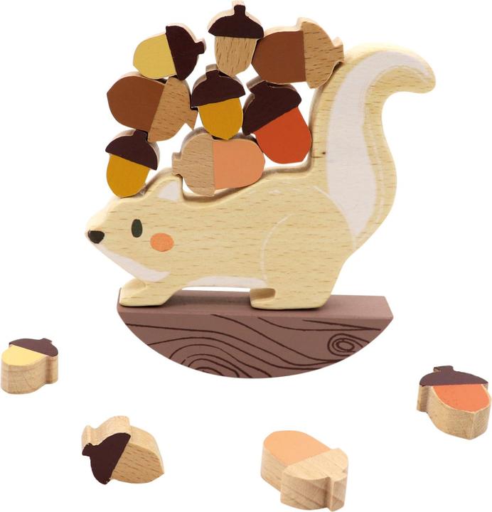 Actual product image Mertens Bino 84217 - Genius Kid, squirrel Polly, wooden balancing game, 14 pieces, stacking game (German)