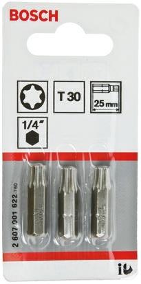 Actual product image Bosch Professional Zubehör Screwdriver bit extra-hard T30, 25 mm, pack of 3 (T30)