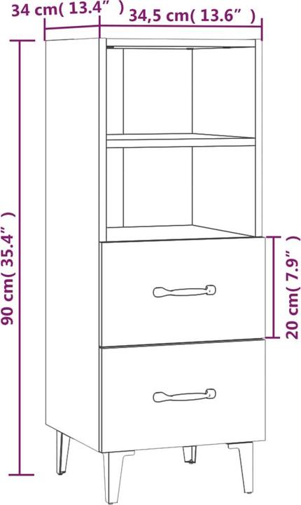Image du produit vidaXL Sideboard (34.50 x 34.50 x 90 cm)