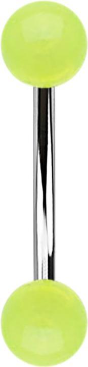 Image du produit Star Piercing Micro banane avec deux boules acryliques vertes "Glow (Acrylique, sans laiton, Acier chirurgical 316L)