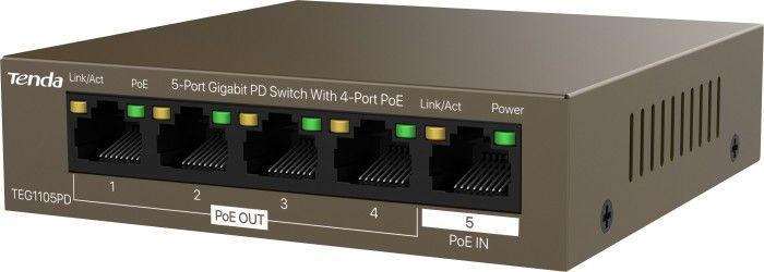 Produktbild Tenda TEG1105PD network switch Gigabit Ethernet (10/100/1000) Power over Ethernet (PoE) Brown (5 Ports)