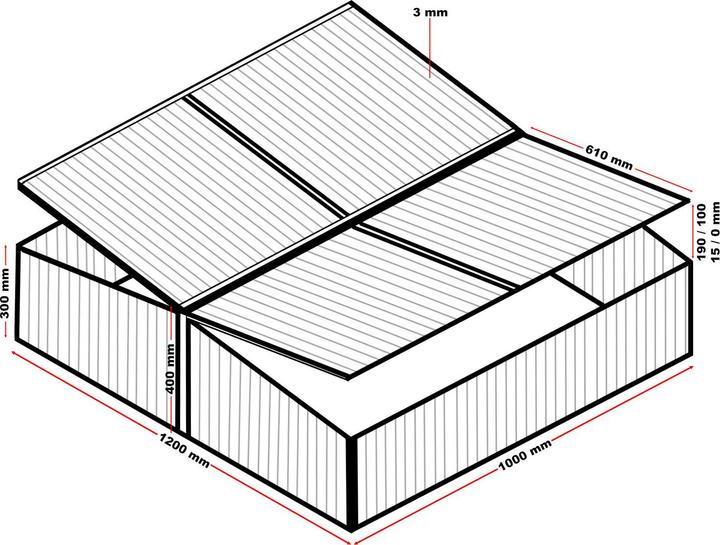 Produktbild Wiltec Doppel Frühbeet Alu 100x120x40cm Gemüsebeet Gewächshaus arretierbar