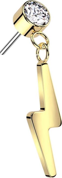 Image du produit Star Piercing Threadless cylindre plaqué or cristal argent pendentif foudre plaqué or (sans laiton, Titane)