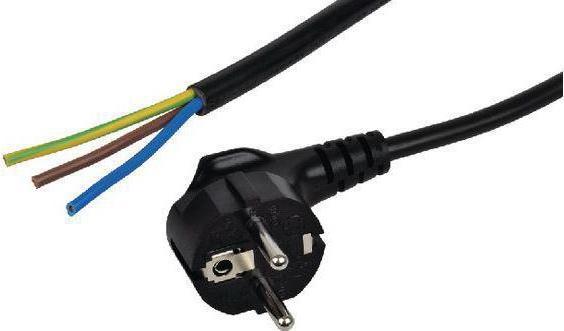 RND Electronics Câble d'alimentation CA, prise de terre type F (CEE 7/4) - extrémités ouvertes, 4m, noir (4 m)