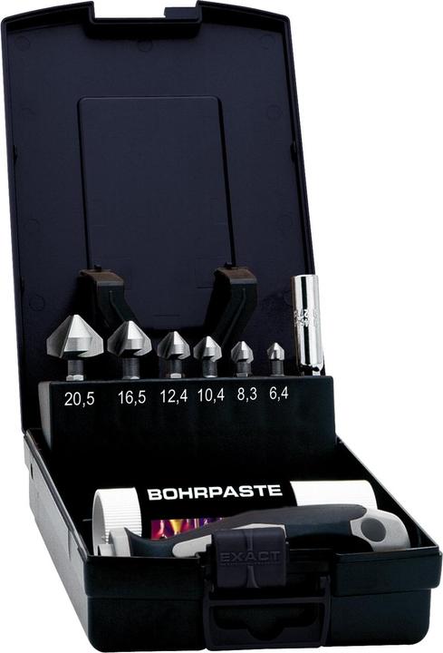 Produktbild Exact Kegelsenker-Set 8teilig 6.3 mm (6,3 mm, 8,3 mm, 10,4 mm, 12,4 mm, 16,5 mm, 20,5 mm)
