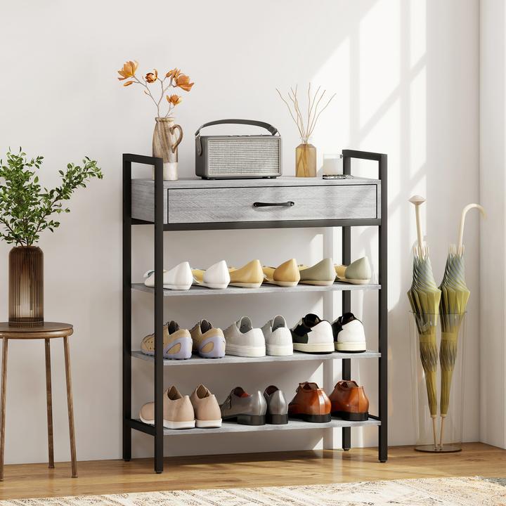 Produktbild Homcom Schuhregal Spanplatte, Metall Grau (30 x 30 x 87.60 cm)