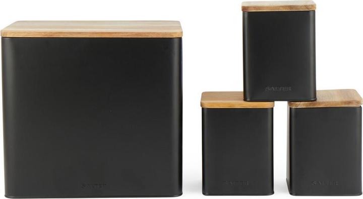 Salter BW129001EU7 Toronto 4-Piece Bread Bin & Canister Set - Black
