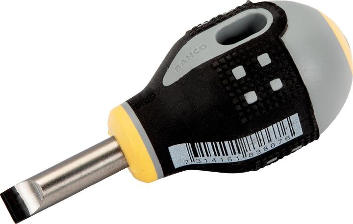 Produktbild Bahco ERGO Schraubendreher für Schlitzschrauben, gerade, mit kurzem Gummigriff, 1 mm x 5,5 mm x 25 mm (Schlitzschrauben)