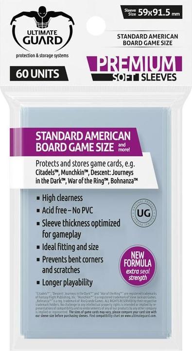 Image du produit Ultimate Guard Kartenhülle Standard American Board Game Sleeves 60