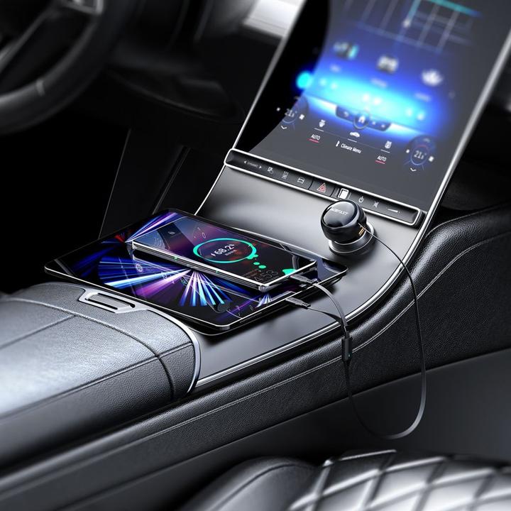 Produktbild Acefast Car Charger B13, 53W, 2xUSB-C, with retractable cable (black)