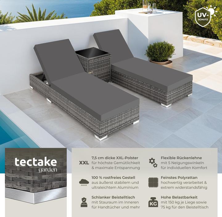Immagine prodotto tectake 2x sedie a sdraio (184 cm)