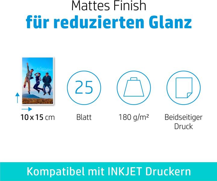 Productafbeelding HP Mat fotopapier (180 g/m², 10 x 15 cm, 25 x)