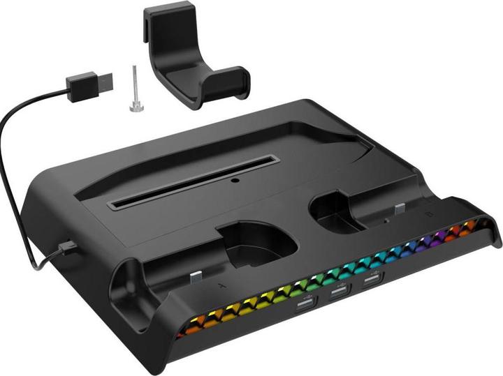 Actual product image - iPega P5S006 Multifunctional Charging RGB Stand with Cooling for PS5 Slim Black (PS5)
