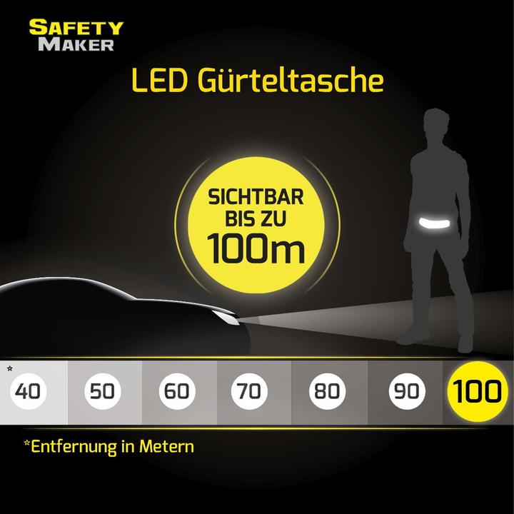 Produktbild SafetyMaker LED Gürteltasche Bauchtasche Hüfttasche Sport Damen Herren Licht Leuchtend