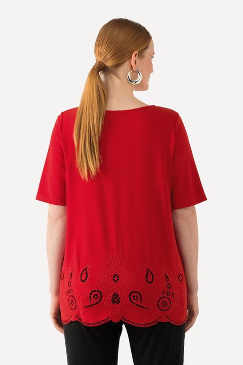 Produktbild Ulla Popken T-Shirt, Stickerei, Wellensaum, Rundhals, Halbarm (42, 44)
