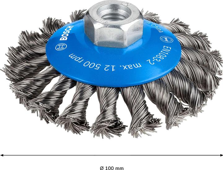 Actual product image Bosch Professional Zubehör PRO Metal heavy tapered brush, 100 x 0.5 mm, thread (P12, P100)
