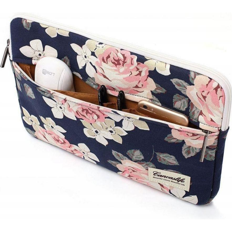 Thumbnail - Canvaslife White Rose (14", Universal), Notebooktasche, Beige, Rosa, Grün