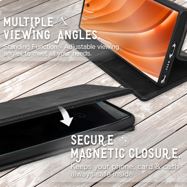 Produktbild Nalia Echt Leder Flip Case Hülle mit Magnetverschluss (Samsung Galaxy S23 Ultra)