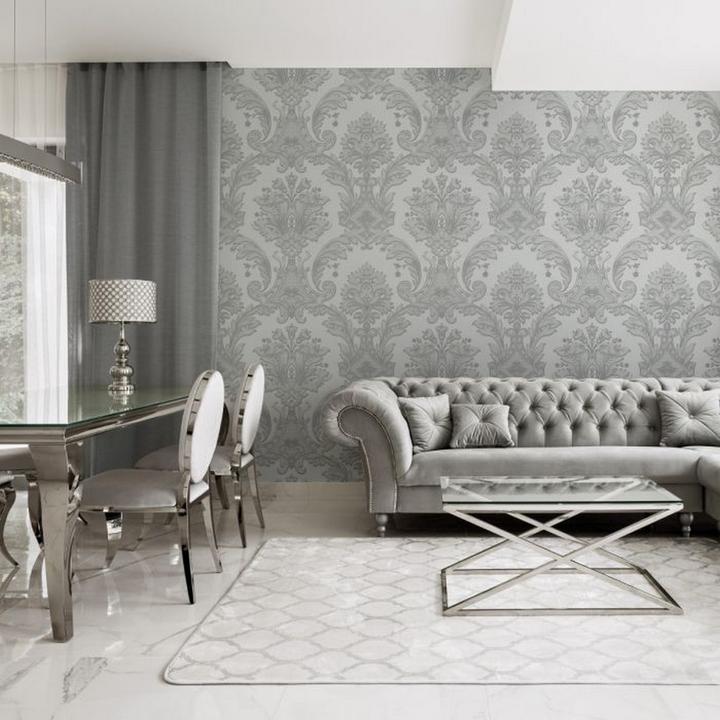 Actual product image Belgravia Amara damask textured wallpaper (53 x 1000 cm)