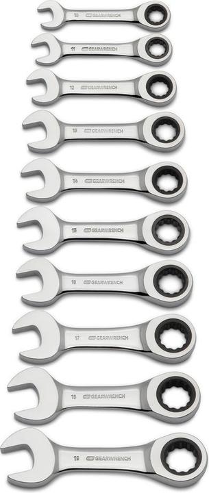 Immagine prodotto Gear Wrench Stubby Ratschen-Ringmaulschlüssel Satz, kurz, 72 Z, 10-tlg. (10 mm, 11 mm, 12 mm, 13 mm, 14 mm, 15 mm, 16 mm, 17 mm, 18 mm, 19 mm)