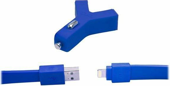 Actual product image Tylt Y-CHARGE Dual USB Car Charger Blue