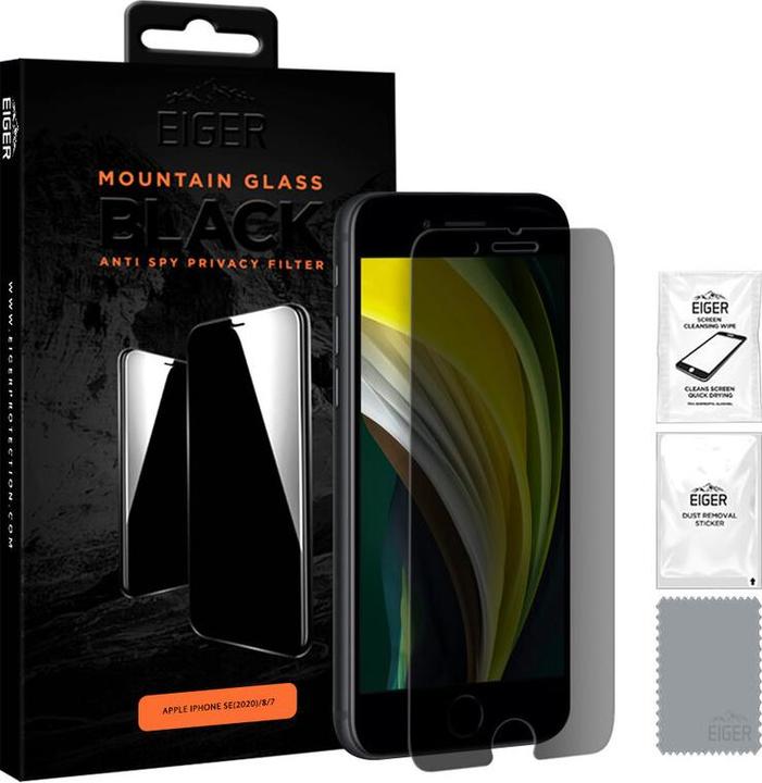 Produktbild Eiger Mountain Glass Black (1 Stück, Apple iPhone SE (2nd Gen), Apple iPhone 8, Apple iPhone 7, Apple iPhone 6s, Apple iPhone 6, Apple iPhone SE (3rd Gen))