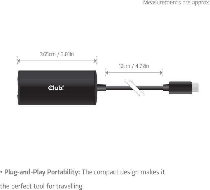 Actual product image Club 3D Club3D Adapter USB-C > RJ45 10Gbps St/Bu retail (USB-C, RJ45 (1x))