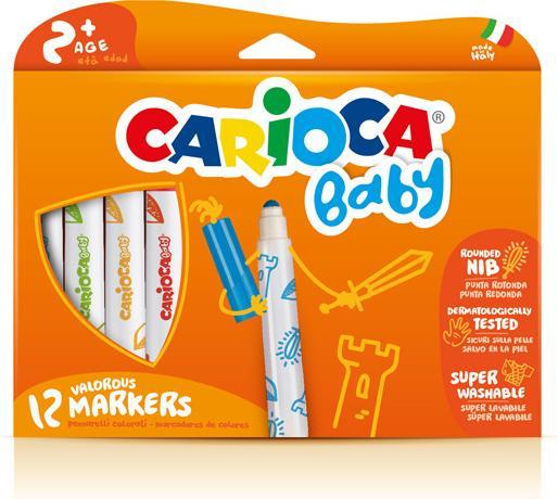 Image du produit Carioca Marqueurs 2 + - stylos (Extra Bold, pointe ogive, ronde, multi, Italie, boîte en carton) (12x)