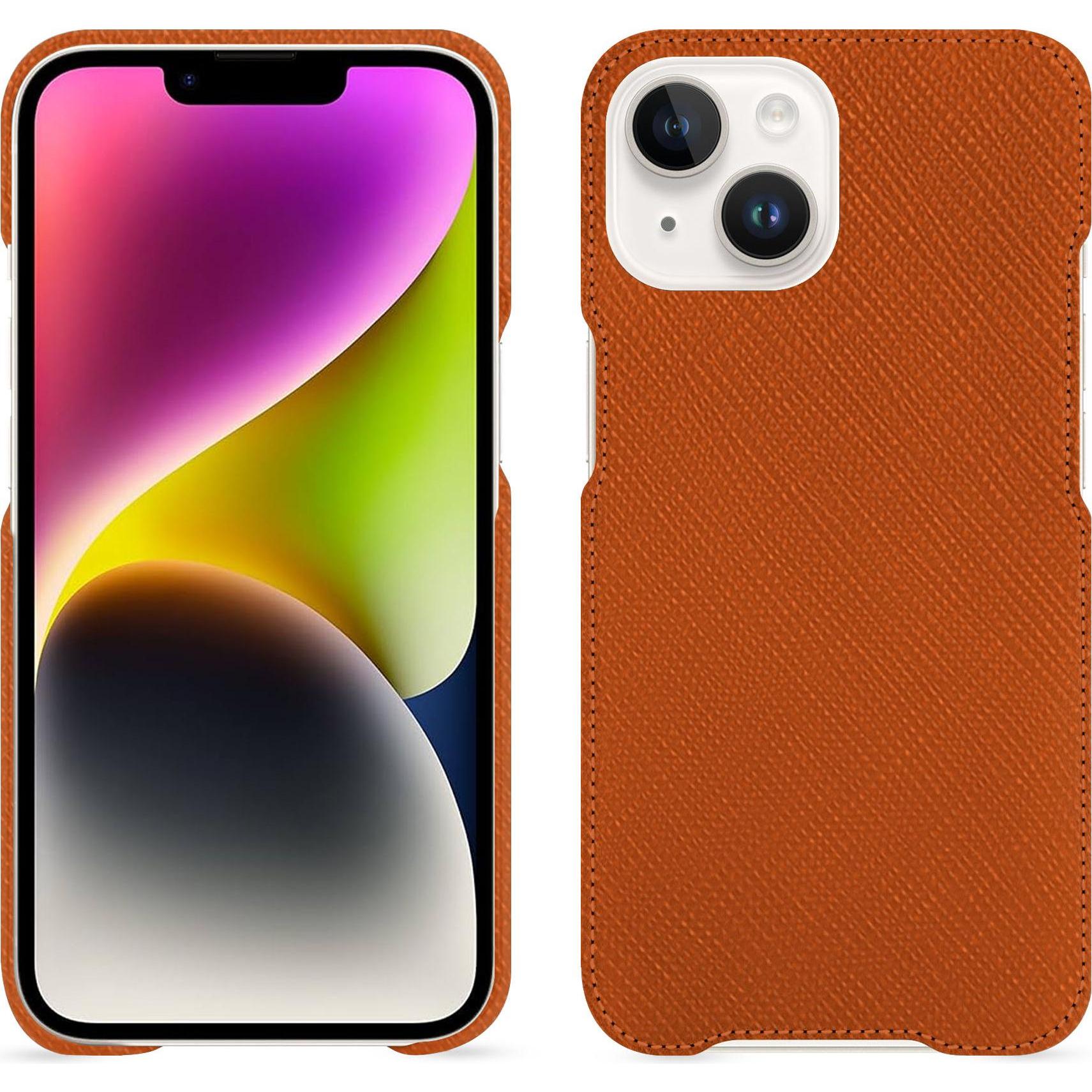 Noreve Lederschutzhülle (Apple iPhone 15 Plus), Smartphone Hülle, Orange