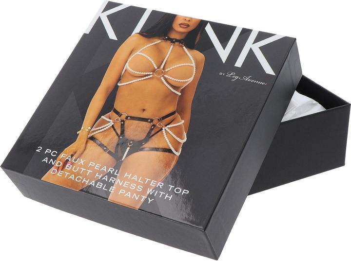 Image du produit Leg Avenue Harnais Col Halter en Similicuir - Noir/Blanc (M)