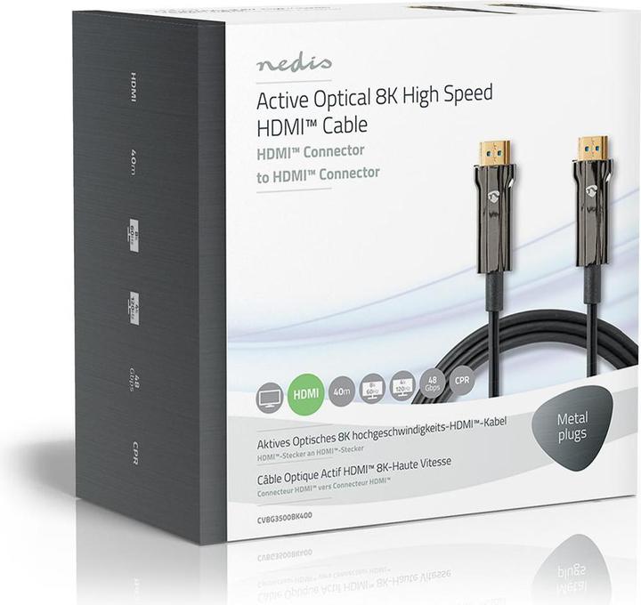 Actual product image Nedis High Speed??HDMI T Cable with Ethernet HDMIT Plug HDMIT Plug 8K@60Hz 48 Gbps 40.0 m run (40 m)