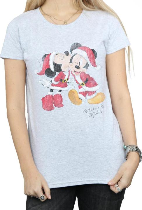 Actual product image Disney Womens/Ladies Mickey And Minnie Christmas Kiss Cotton T-Shirt (XXL)