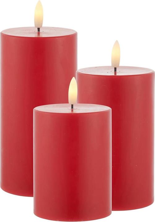 Sirius Set di candele LED Sille Exclusive 3 pezzi, Rosso (3 x)