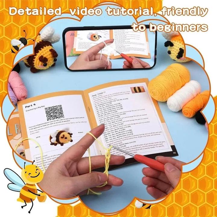 Immagine prodotto Activity Board Set uncinetto Little Bee per principianti con video tutorial filato di cotone per lavorare a maglia