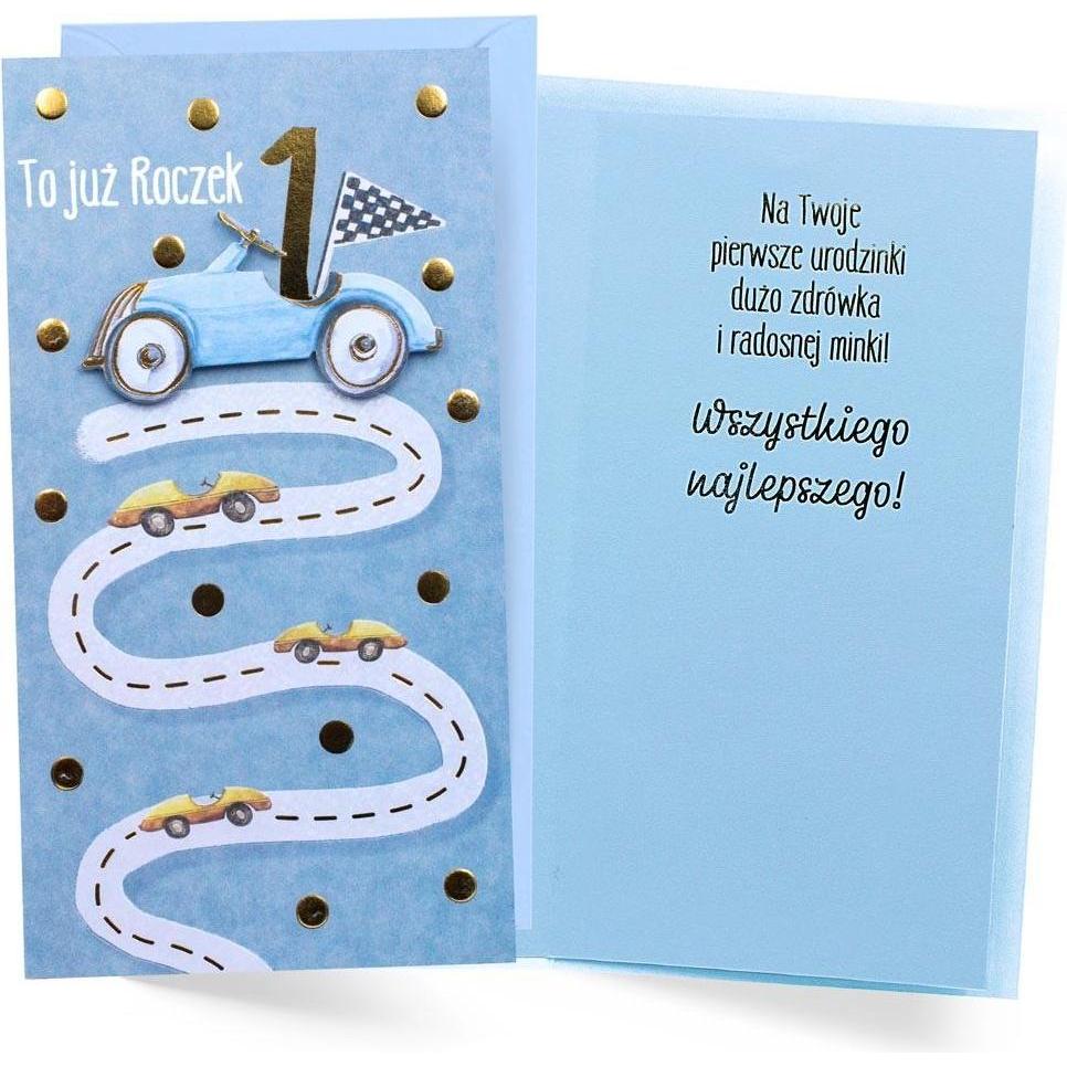 Yeku, Biglietto di auguri + Carta da lettere, Geburtstagskarte Ein Jahr altes Auto (1 pz.)