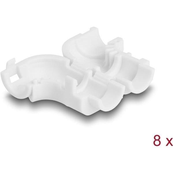 Delock, Kabelschutz + Kabelführung, Kabel Clips zum Abwinkeln 8 Stück weiss (Kabeldurchlass, 25.70 mm)