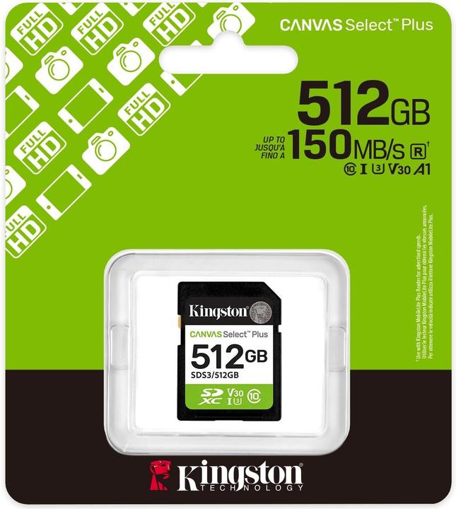 Actual product image Kingston Canvas Select Plus (512 GB, SD, SDXC, U3, UHS-I)