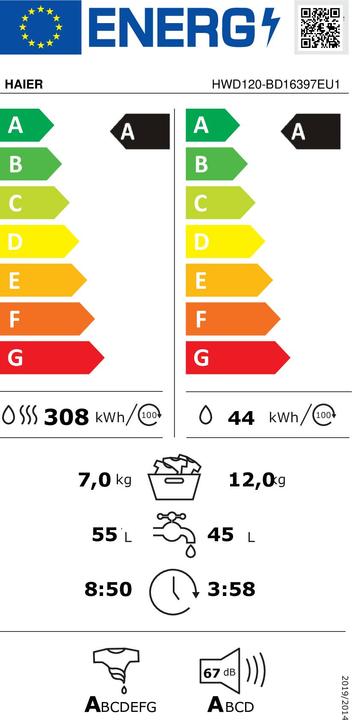Energie-Label Haier HWD120-BD16397EUS
