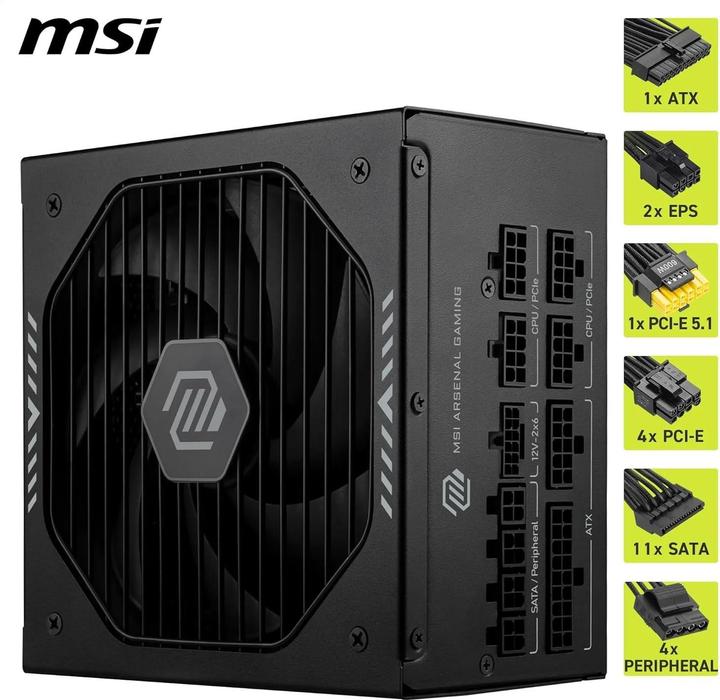 Produktbild MSI Netzteil MAG A1000GLS PCIE5 1000Watt (1000 W)