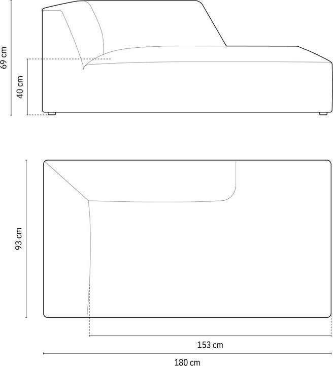 Actual product image Micadoni Chaise Longue Left, "Ruby", 1 Seat, 180x93x69 Made in Europe (Recamiere)