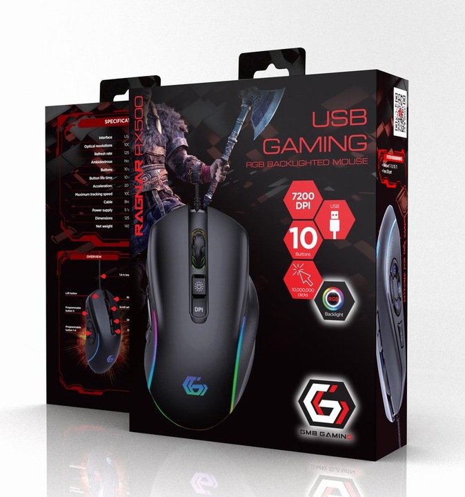 Image du produit Gembird Souris de jeu 12 boutons avec éclairage LED (Filaire)
