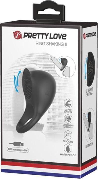 Actual product image Pretty Love Vibrating Cock Ring With Black Tongue (9.80 cm)