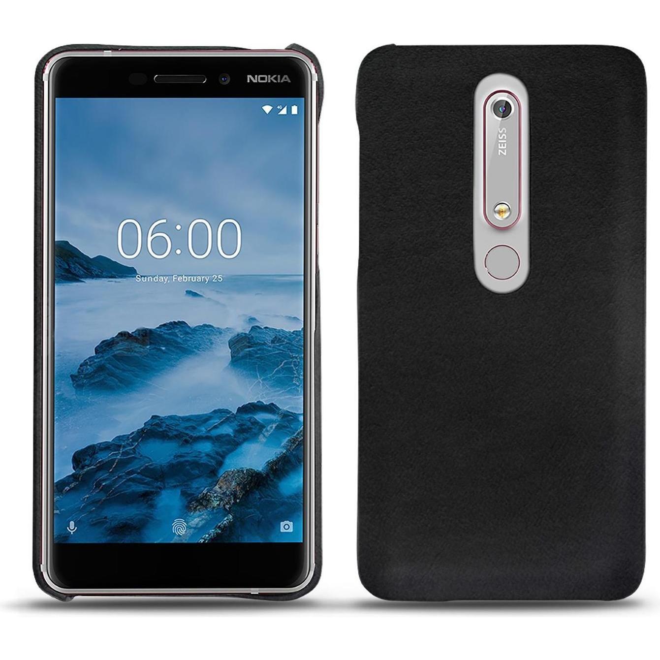Thumbnail - Noreve Lederschutzhülle (Nokia 6 (2018)), Smartphone Hülle, Schwarz