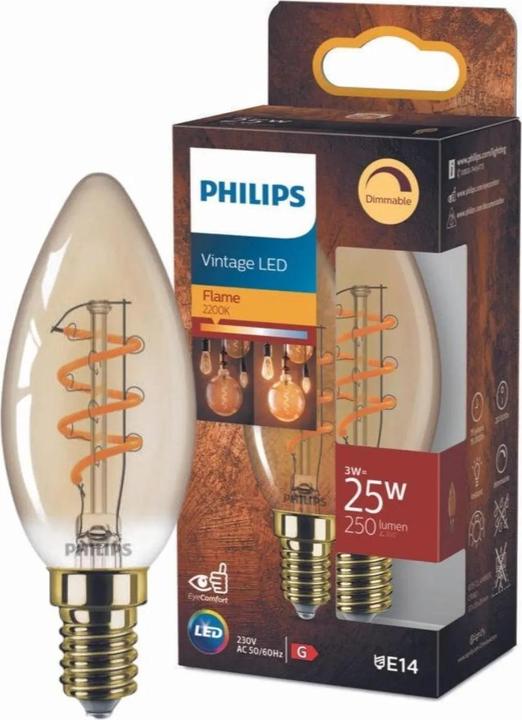 Actual product image Philips Amber (E14, 3.10 W, 250 lm, 1 x, G)