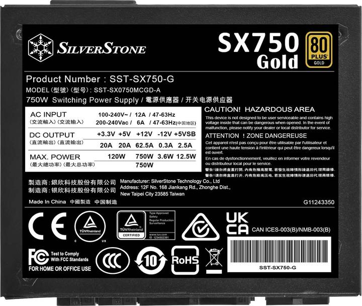 Produktbild Silverstone SST-SX750-G 80 PLUS Gold, modular - 750 Watt (750 W)