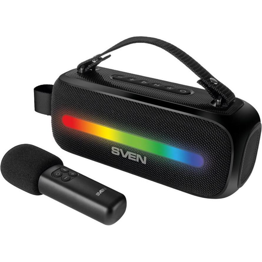 Sven Bluetooth speakers Speaker PS-255, black (12W, Bluetooth, FM, USB, karaoke mic, 3600mAh) (16 h), Altoparlante Bluetooth, Nero